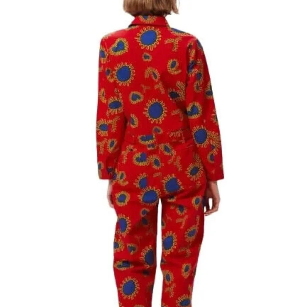 Obey Twill Coverall Jumpsuit "Paisley" Red/Blue - Picture 2 of 11
